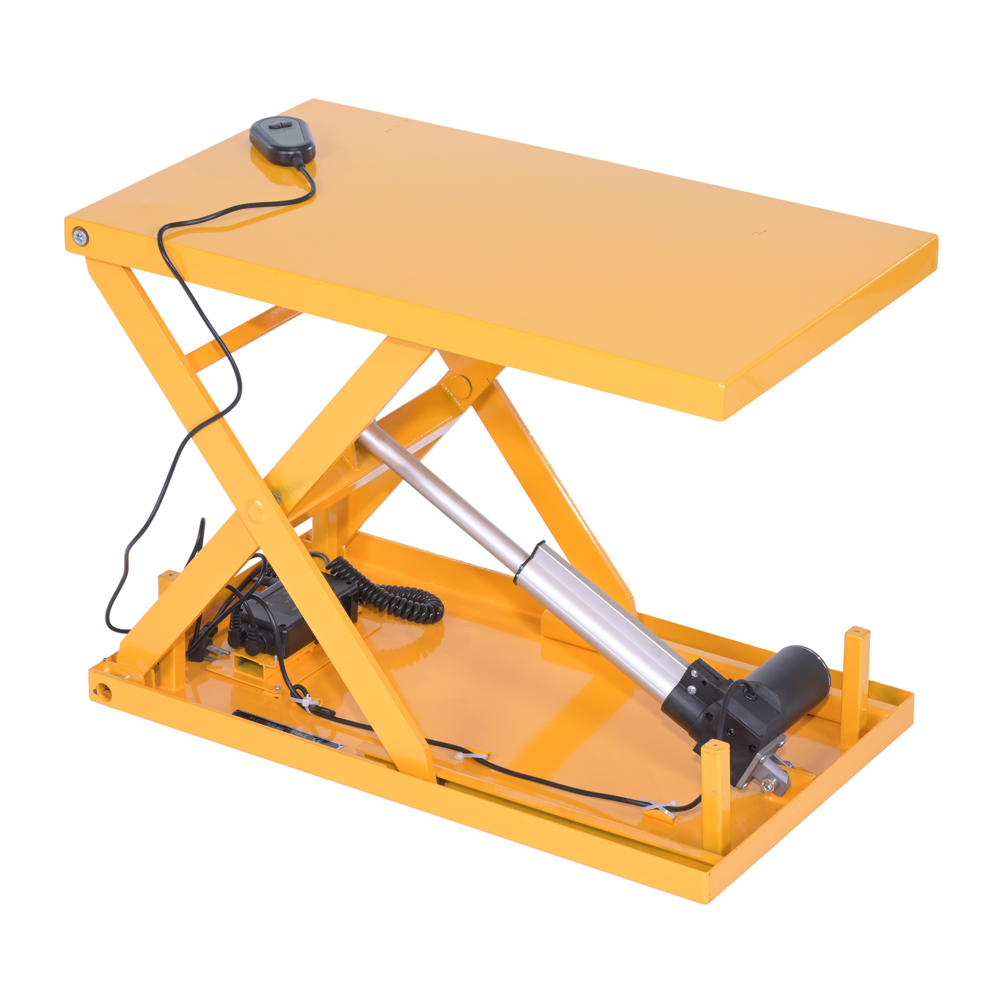 Vestil Steel Electric Linear Actuated Scissor Lift Table - 200-Lb. Capacity, 5in. to 20in. Height, Open-Sided, Model# EMLT-200